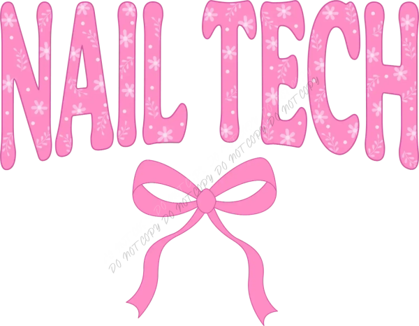 Pink winter tech bow with snowflake and dot pattern ready to press dtf transfer