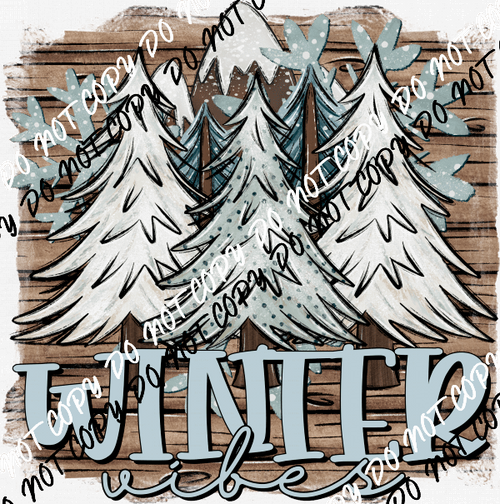Winter Vibes 3 Trees DTF Transfer - We Print U Press DTF Transfers