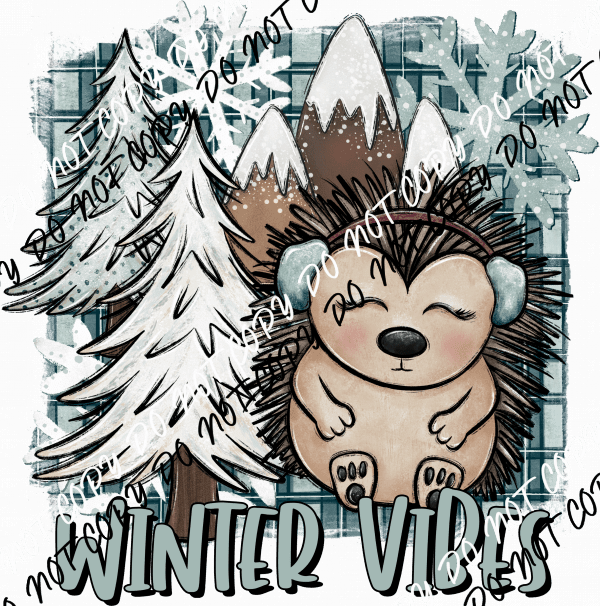 Winter Vibes Hedgehog DTF Transfer - We Print U Press DTF Transfers