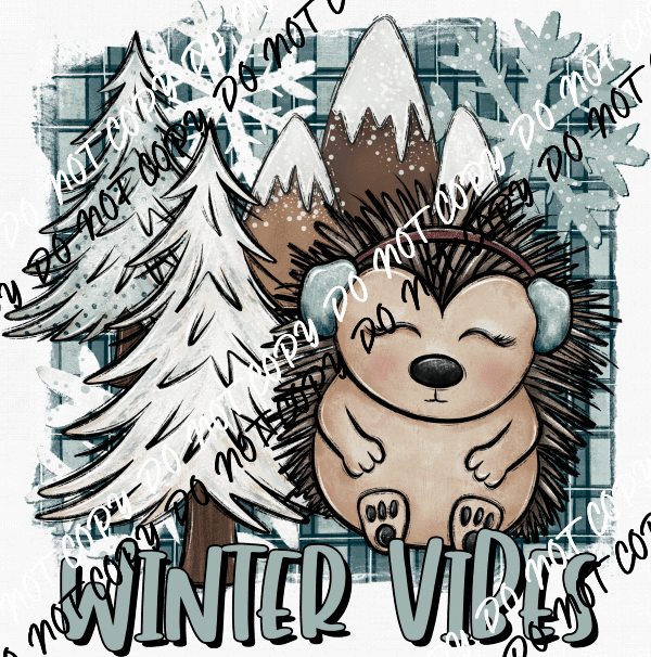 Winter Vibes Hedgehog DTF Transfer - We Print U Press DTF Transfers