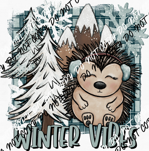 Winter Vibes Hedgehog DTF Transfer - We Print U Press DTF Transfers