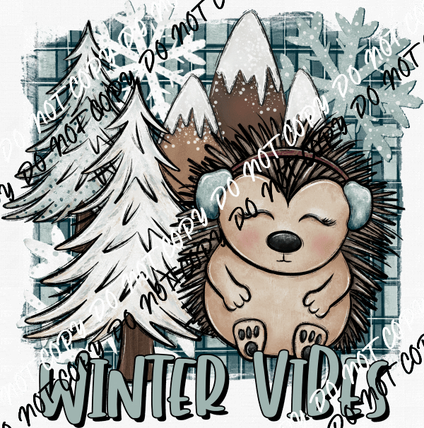Winter Vibes Hedgehog DTF Transfer - We Print U Press DTF Transfers