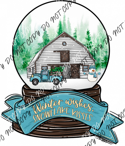 Winter Wishes Snow Globe With Truck Dtf Transfer Rtp Transfers