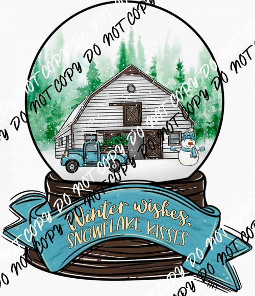 Winter Wishes Snow Globe with Truck DTF Transfer - We Print U Press DTF Transfers