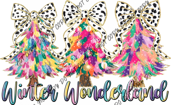 Winter Wonderland Pastel Tree Trio Dtf Transfer Rtp Transfers