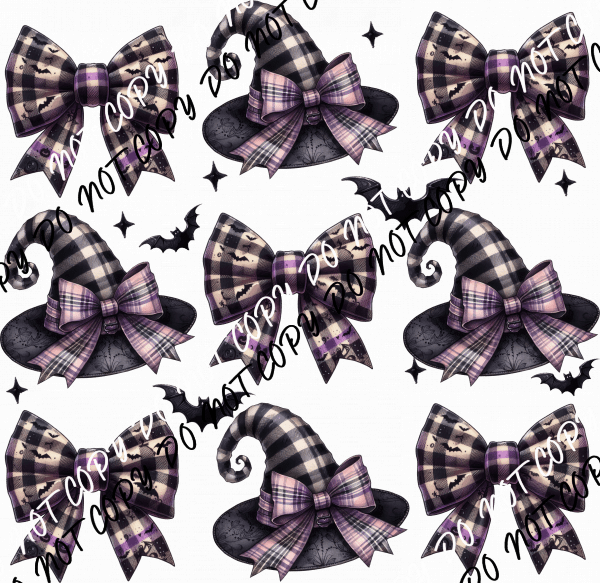 Witch Hat and Tie Bow Grid DTF Transfer - We Print U Press DTF Transfers