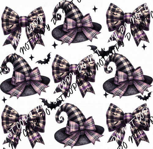 Witch Hat and Tie Bow Grid DTF Transfer - We Print U Press DTF Transfers