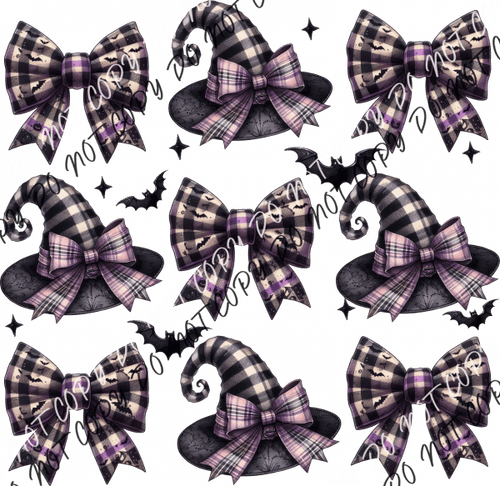 Witch Hat And Tie Bow Grid Dtf Transfer Rtp Transfers