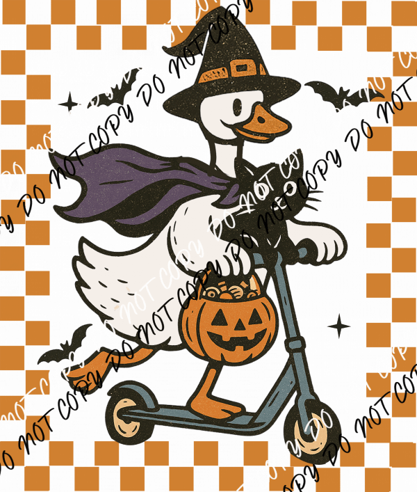 Witchy Goose on a Scooter DTF Transfer - We Print U Press DTF Transfers
