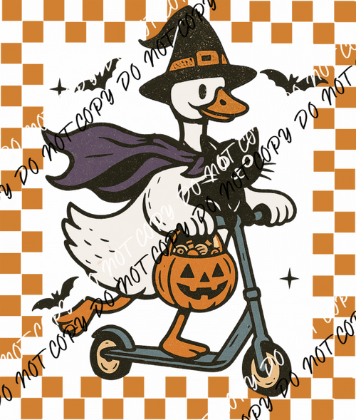 Witchy Goose on a Scooter DTF Transfer - We Print U Press DTF Transfers