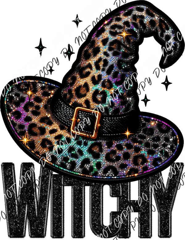 Witchy Hat Faux Glitter Dtf Transfer Rtp Transfers