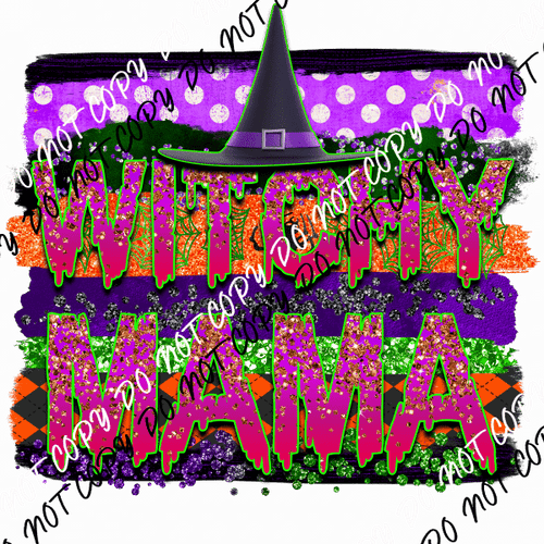 Witchy Mama Hat faux glitter DTF Transfer - We Print U Press DTF Transfers