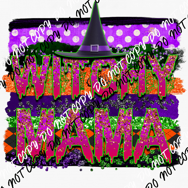 Witchy Mama Hat faux glitter DTF Transfer - We Print U Press DTF Transfers