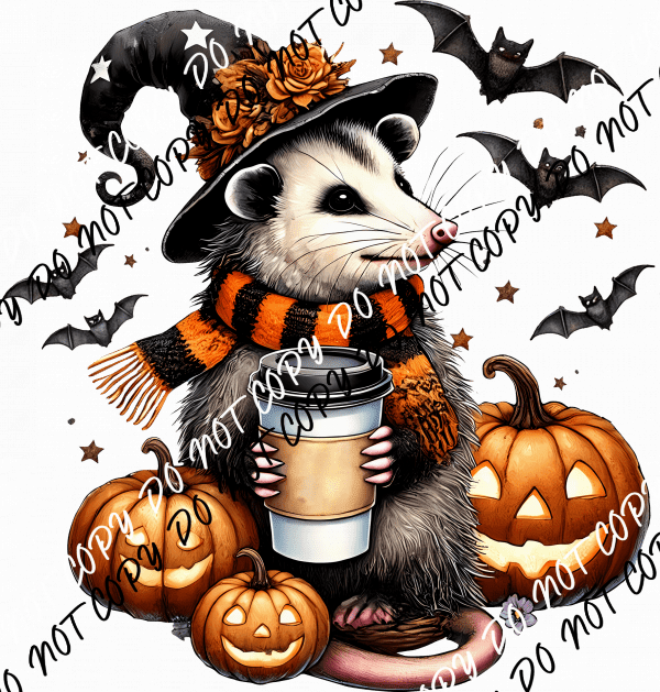 Witchy Opossum Coffee DTF Transfer - We Print U Press DTF Transfers