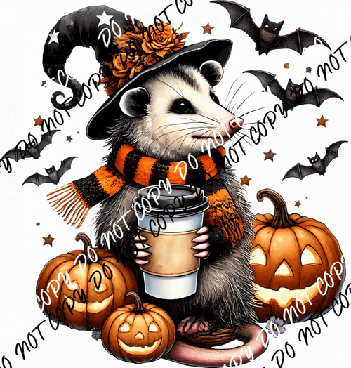 Witchy Opossum Coffee DTF Transfer - We Print U Press DTF Transfers
