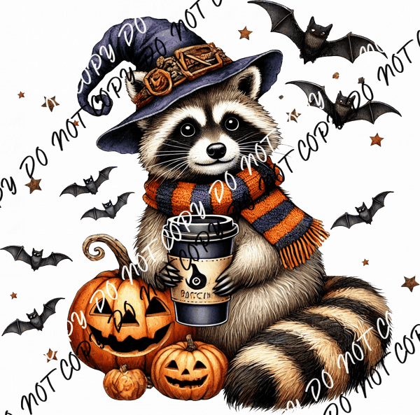 Witchy Raccoon Coffee DTF Transfer - We Print U Press DTF Transfers