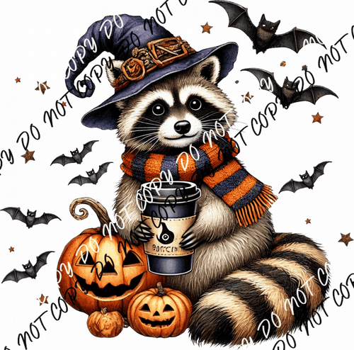 Witchy Raccoon Coffee DTF Transfer - We Print U Press DTF Transfers