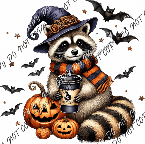 Witchy Raccoon Coffee DTF Transfer - We Print U Press DTF Transfers
