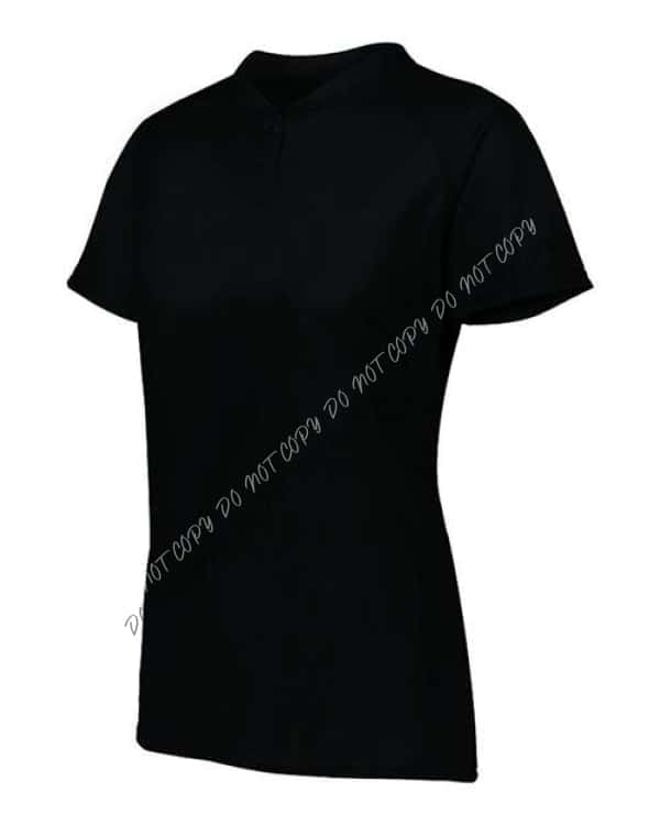 Women's Attain Two - Button Jersey - Black - We Print U Press DTF Transfers