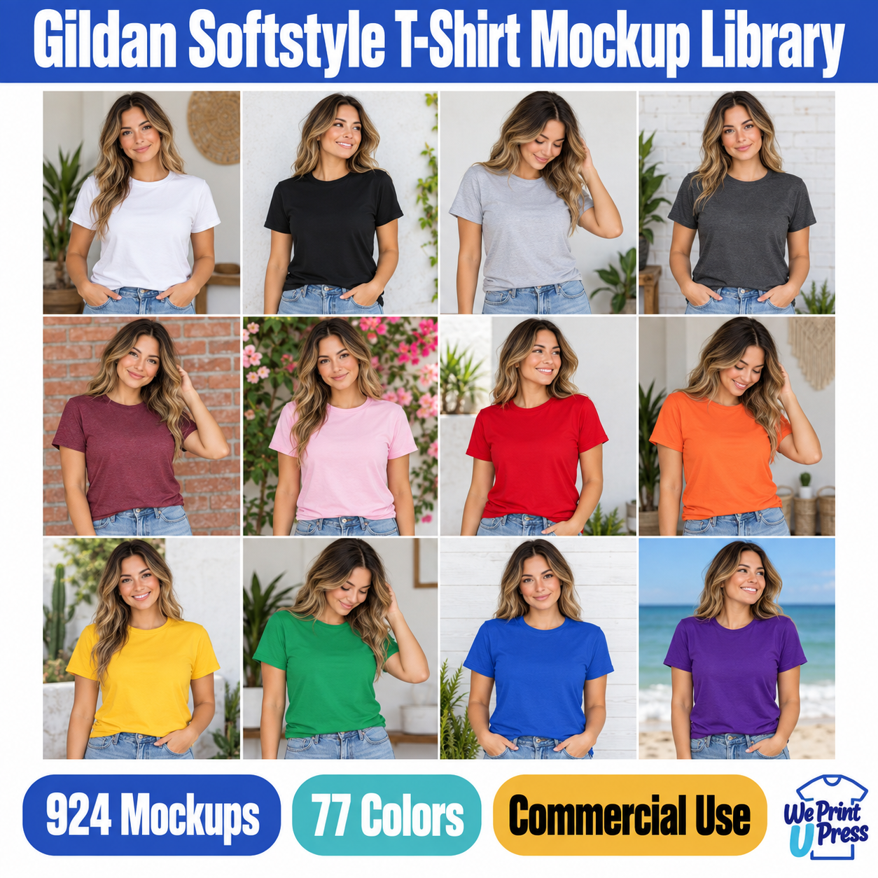 Gildan Softstyle t-shirt mockup library by We Print U Press (placeholder image)