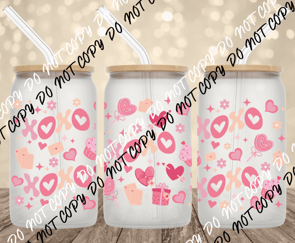 XOXO UV Transfer for 16 oz Glass Can - We Print U Press DTF Transfers