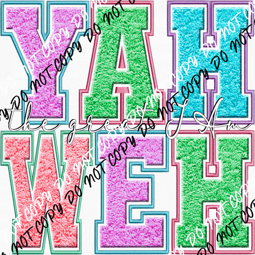 Yahweh Faux Chenille DTF Transfer - We Print U Press DTF Transfers