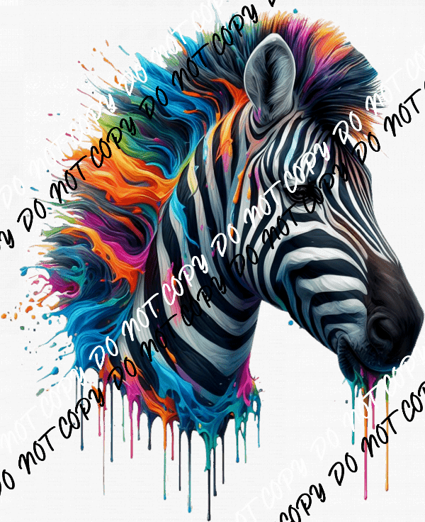 Zebra Head Color Drip DTF Transfer - We Print U Press DTF Transfers