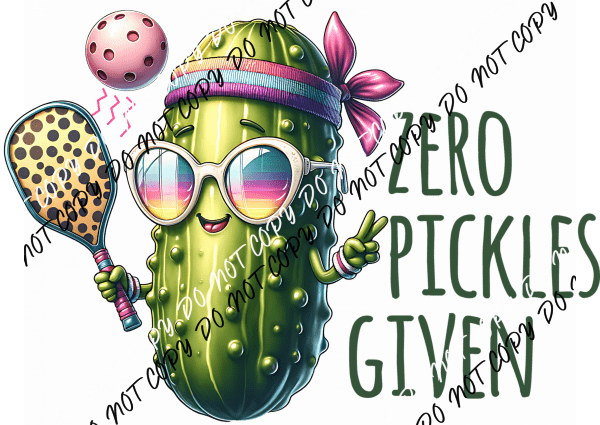 Zero Pickles Given Pickleball Girl DTF Transfer - We Print U Press DTF Transfers