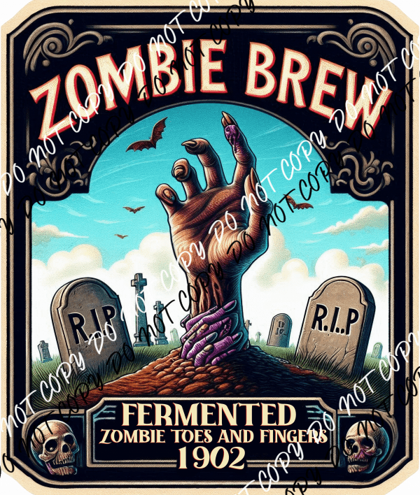 Zombie Brew Graveyard DTF Transfer - We Print U Press DTF Transfers