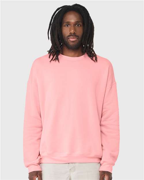 Sponge Fleece Drop Shoulder Crewneck Sweatshirt - Pink