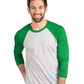 Triblend Three-Quarter Raglan T-Shirt - Envy Sleeves/ Heather White Body
