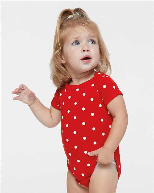 Infant Baby Rib Bodysuit - Red/ White Dot