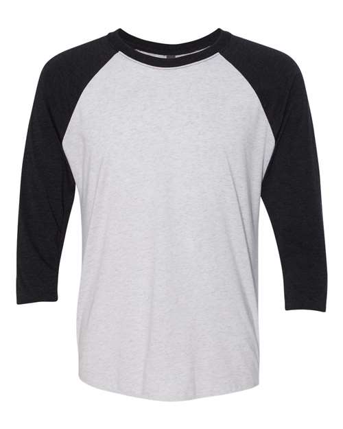 Triblend Three-Quarter Raglan T-Shirt - Vintage Black Sleeves/ Heather White Body