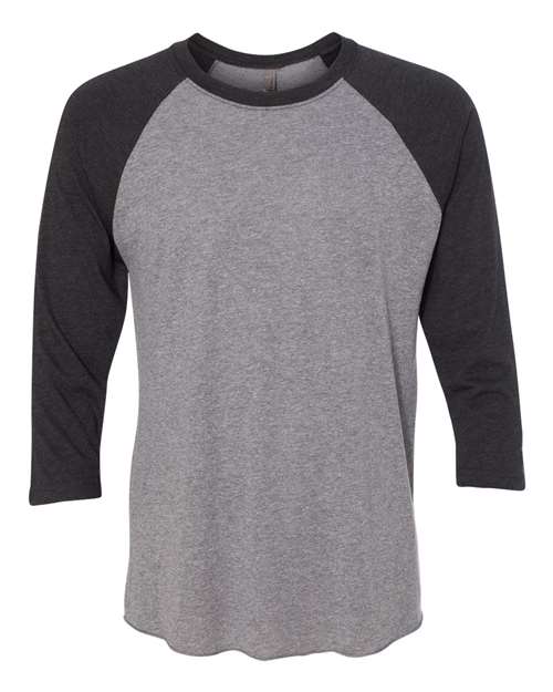 Triblend Three-Quarter Raglan T-Shirt - Vintage Black Sleeves/ Premium Heather Body