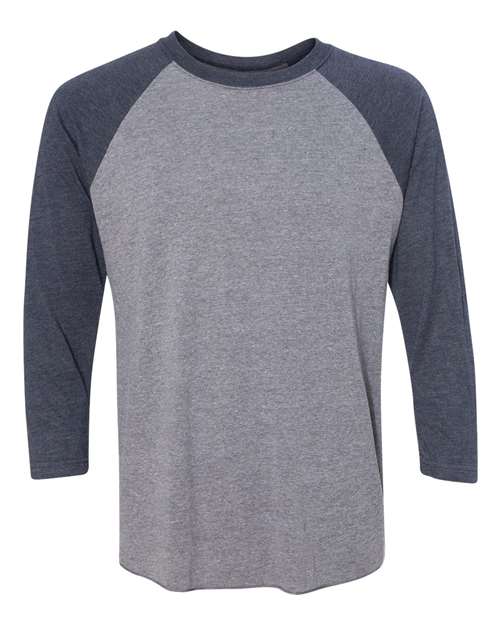 Triblend Three-Quarter Raglan T-Shirt - Vintage Navy Sleeves/ Premium Heather Body