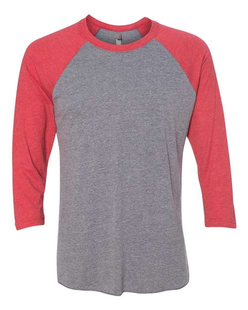 Triblend Three-Quarter Raglan T-Shirt - Vintage Red Sleeves/ Premium Heather Body