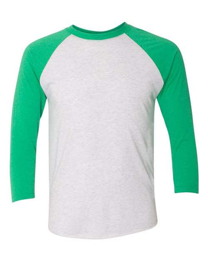 Triblend Three-Quarter Raglan T-Shirt - Envy Sleeves/ Heather White Body