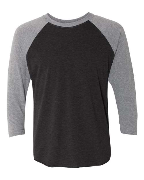 Triblend Three-Quarter Raglan T-Shirt - Premium Heather Sleeves/ Vintage Black Body