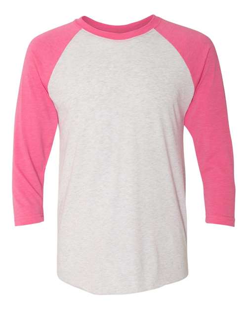 Triblend Three-Quarter Raglan T-Shirt - Vintage Pink Sleeves/ Heather White Body