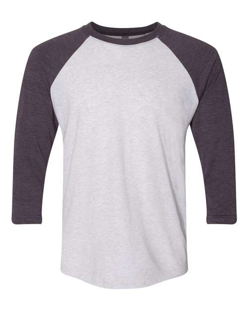 Triblend Three-Quarter Raglan T-Shirt - Vintage Purple Sleeves/ Heather White Body