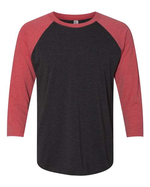 Triblend Three-Quarter Raglan T-Shirt - Vintage Red Sleeves/ Vintage Black Body