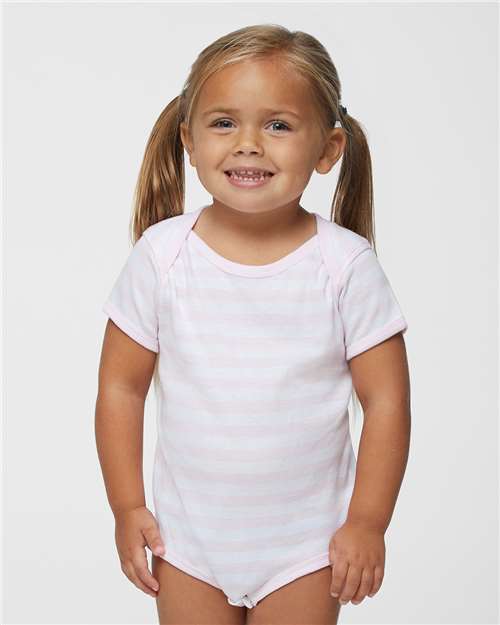 Infant Baby Rib Bodysuit - Ballerina/ White Stripe