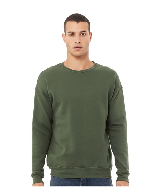Sponge Fleece Drop Shoulder Crewneck Sweatshirt - Military Green