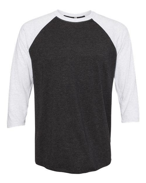 Triblend Three-Quarter Raglan T-Shirt - Heather White/ Vintage Black